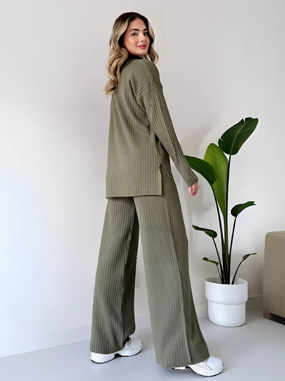 Sage Flow Wide-Leg Co - Ord Set